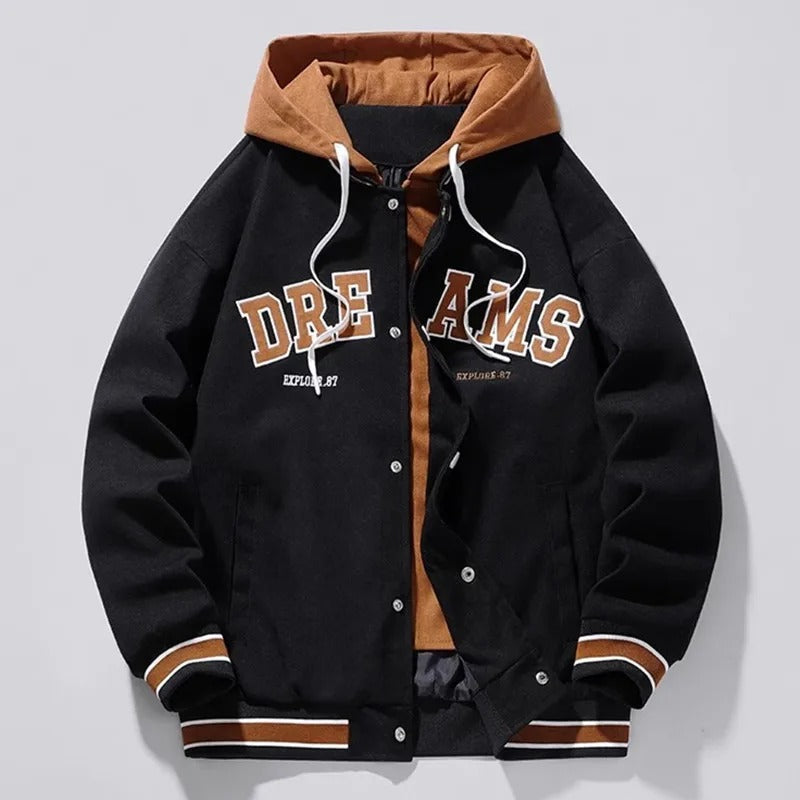 SUTTON HOODED VARSITY JACKET
